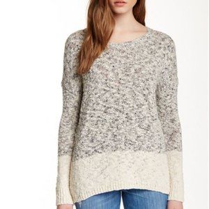 Vince Marble colorblock cotton blend sweater, cream marl